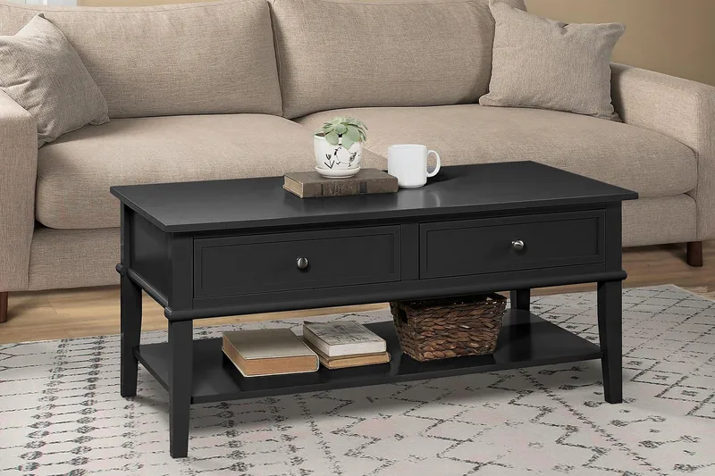 Franklin Sofabord 105 cm med Oppbevaringshylle + 2 Skuffer S - Dorel Home - Møbler - Bord - Sofabord - Sofabord med oppbevaring