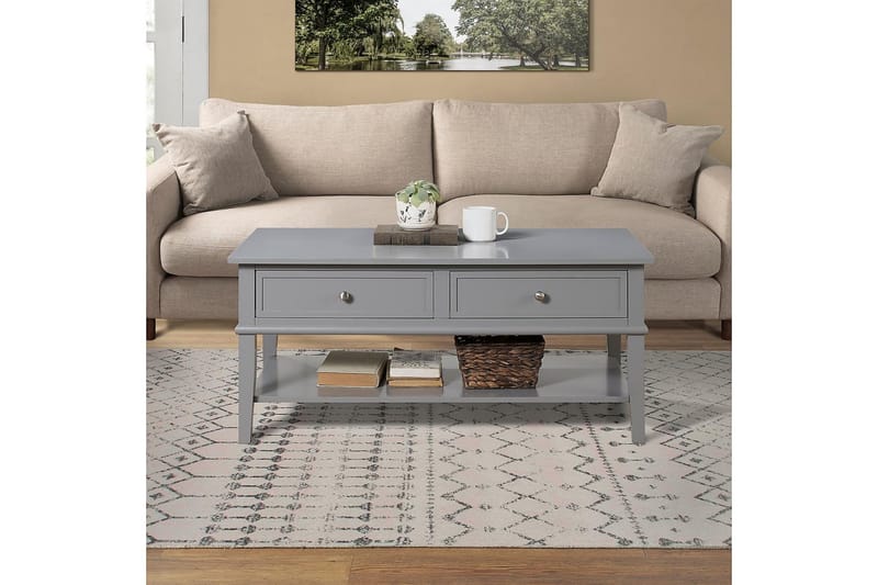 Franklin Sofabord 105 cm med Oppbevaringshylle + 2 Skuffer G - Dorel Home - Møbler - Bord - Sofabord - Sofabord med oppbevaring