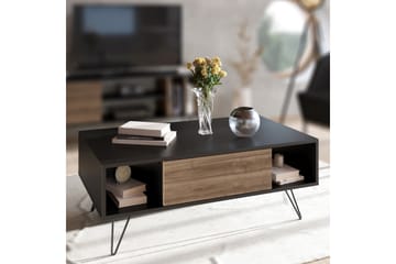 Frascone Sofabord 120 cm med Oppbevaring Hylle+Lucka - Svart/Valnøttsbrun - Møbler - Bord - Sofabord