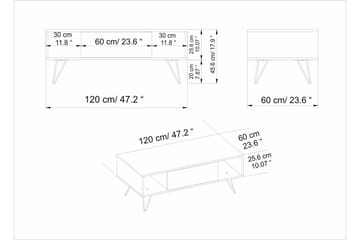 Frascone Sofabord 120 cm med Oppbevaring Hylle+Lucka - Svart/Valnøttsbrun - Møbler - Bord - Sofabord