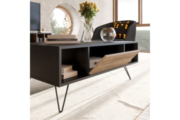 Frascone Sofabord 120 cm med Oppbevaring Hylle+Lucka - Svart/Valnøttsbrun - Møbler - Bord - Sofabord