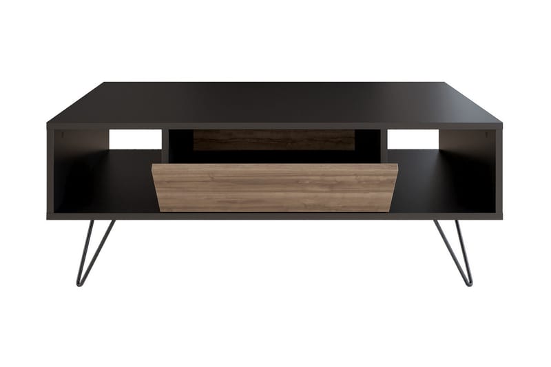 Frascone Sofabord 120 cm med Oppbevaring Hylle+Lucka - Svart/Valnøttsbrun - Møbler - Bord - Sofabord