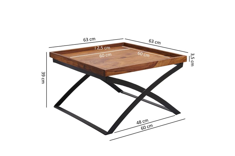 Frederik Sofabord 63 cm - Massivt Tre/Svart - Møbler - Bord - Sofabord