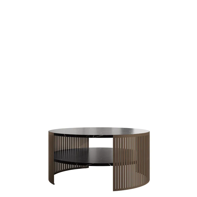 Friend sofabord 75 cm rundt, Brun|svart