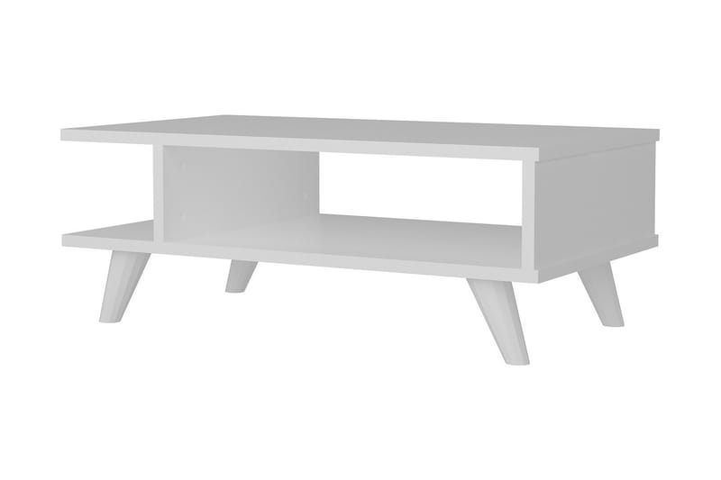 Furny Home Sofabord 80 cm med Oppbevaringshylle - Hvit - Sofabord