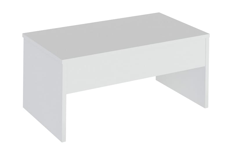 Furny Home Sofabord 90 cm Hev- og Senkbart med Oppbevaring - Hvit - Møbler - Bord - Sofabord