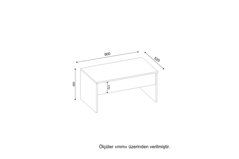 Furny Home Sofabord 90 cm Hev- og Senkbart med Oppbevaring - Hvit - Møbler - Bord - Sofabord