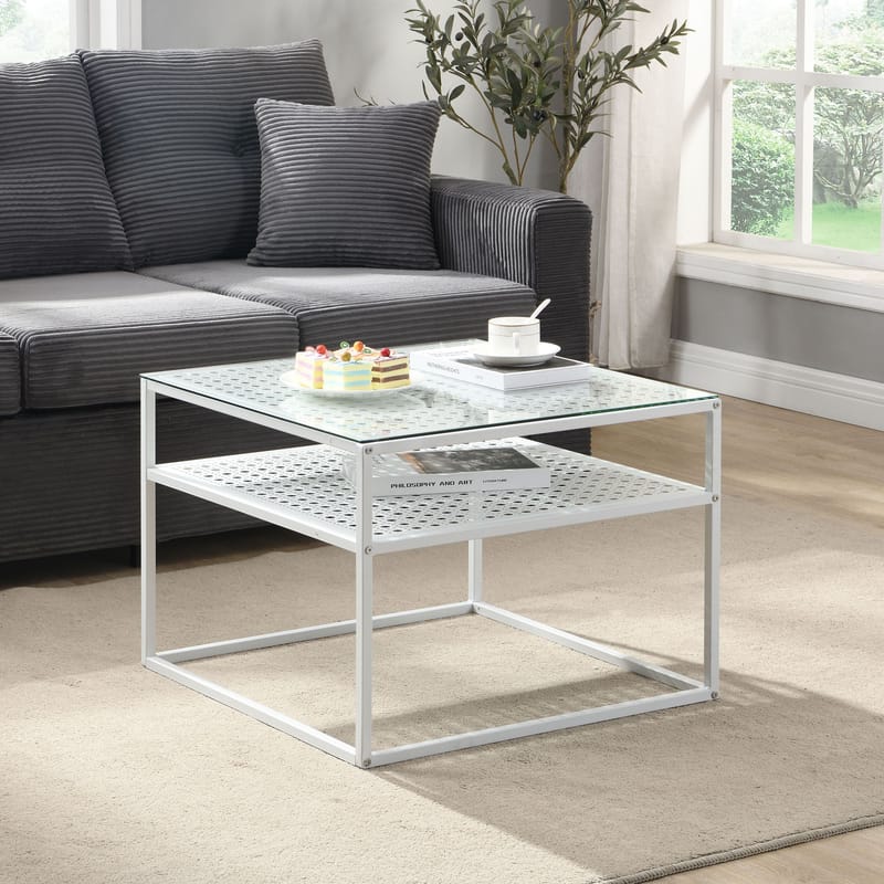 Galaro sofabord 60 cm - Gjennomsiktig og matt hvit - Møbler - Bord - Sofabord - Sofabord med oppbevaring
