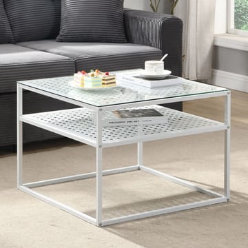 Galaro sofabord 60 cm - Gjennomsiktig og matt hvit - Møbler - Bord - Sofabord - Sofabord med oppbevaring