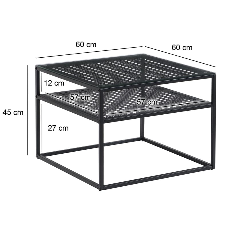 Galaro sofabord 60 cm - Gjennomsiktig og matt svart - Møbler - Bord - Sofabord - Sofabord med oppbevaring