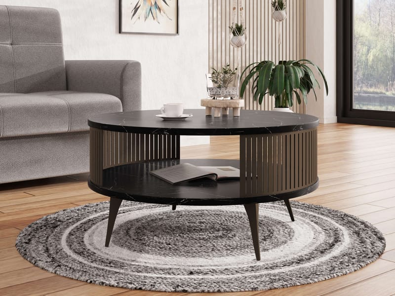 Galia sofabord 75 cm rundt - Svart|brun - Møbler - Bord - Sofabord