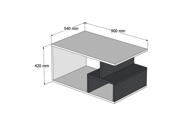 Garavelo Sofabord 90 cm med Oppbevaringshyller Marmormønster - Mørkebrun/Natur/Svart - Møbler - Bord - Sofabord