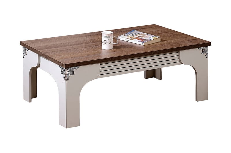 Gaszpar Sofabord 110 cm - Hvit/Valnøtt - Møbler - Bord - Sofabord