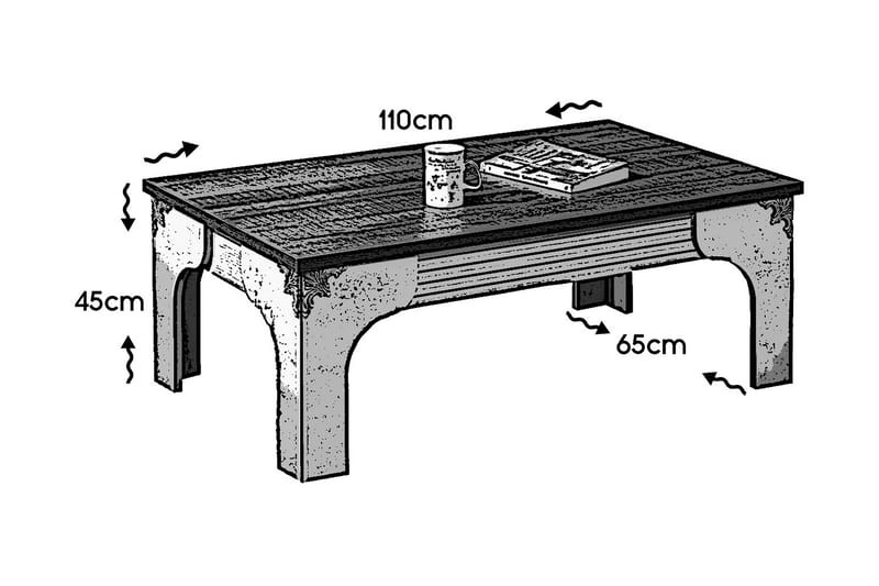 Gaszpar Sofabord 110 cm - Hvit/Valnøtt - Møbler - Bord - Sofabord