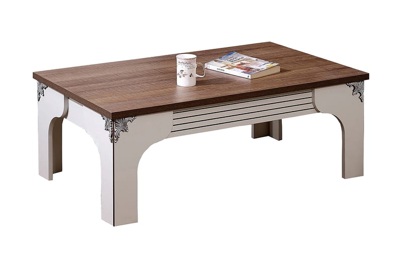 Gaszpar Sofabord 110 cm - Hvit/Valnøtt - Møbler - Bord - Sofabord