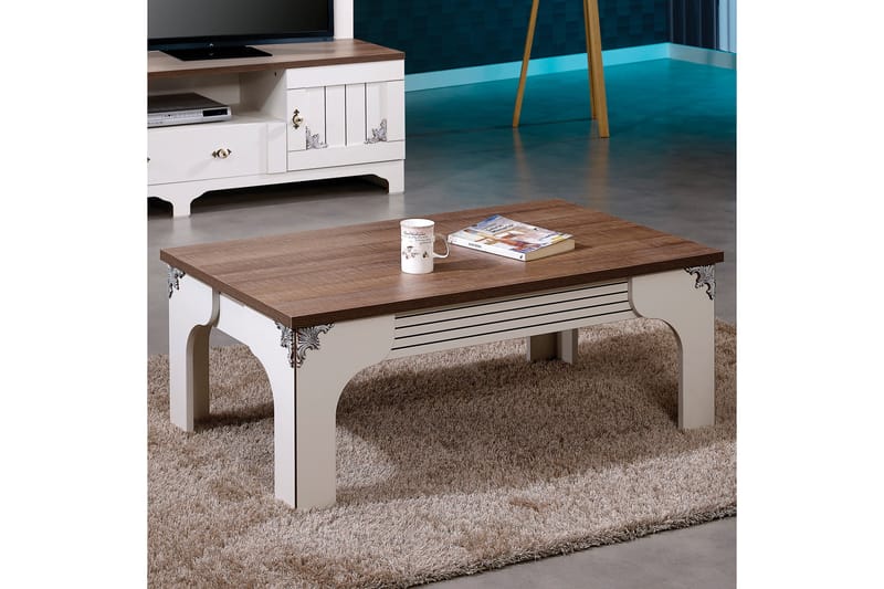Gaszpar Sofabord 110 cm - Hvit/Valnøtt - Møbler - Bord - Sofabord