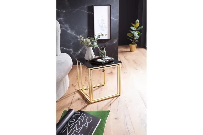 Geancarlo Settbord 48 cm 2 Bord - Svart/Gull - Møbler - Bord - Sofabord