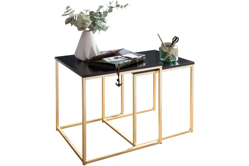 Geancarlo Settbord 48 cm 2 Bord - Svart/Gull - Møbler - Bord - Sofabord