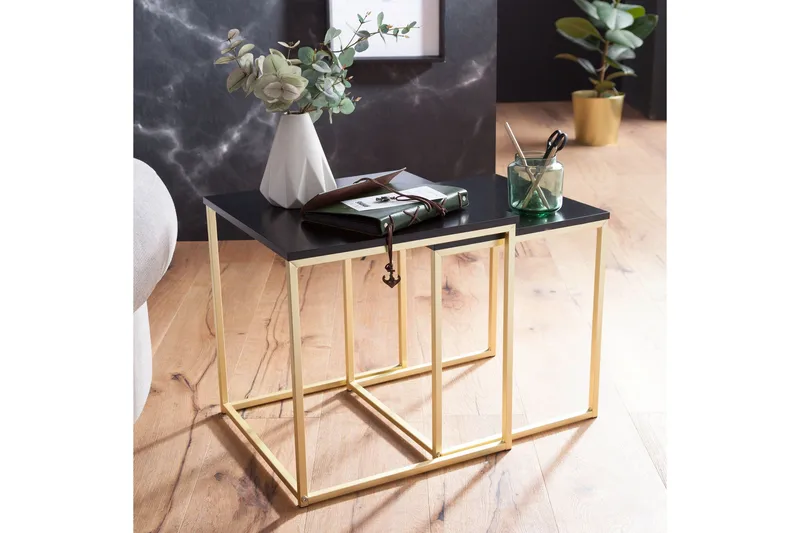 Geancarlo Settbord 48 cm 2 Bord, Svart/Gull