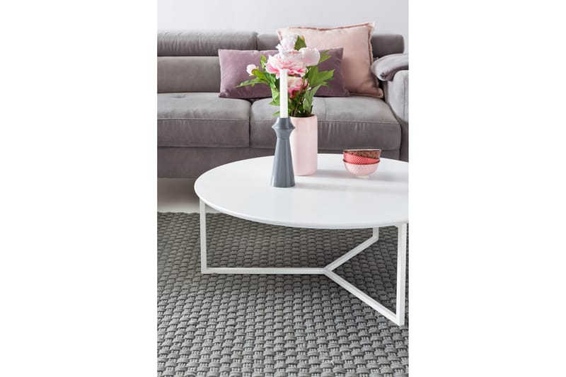 Giamanco Sofabord 80 cm Rundt - Hvit - Møbler - Bord - Sofabord