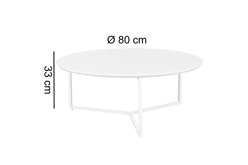 Giamanco Sofabord 80 cm Rundt - Hvit - Møbler - Bord - Sofabord