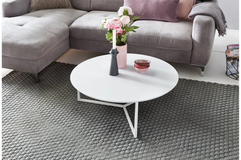 Giamanco Sofabord 80 cm Rundt - Hvit - Møbler - Bord - Sofabord