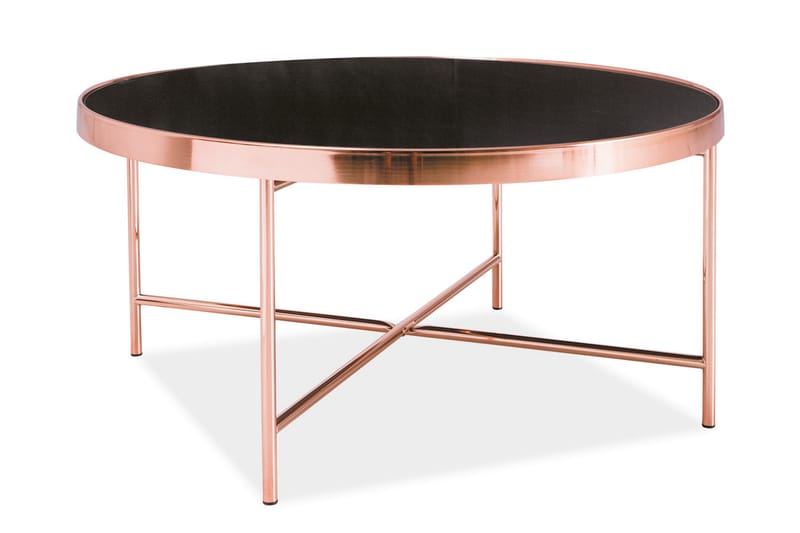 Ginana Sofabord 82 cm Rundt - Glass/Svart/Kobber - Møbler - Bord - Sofabord