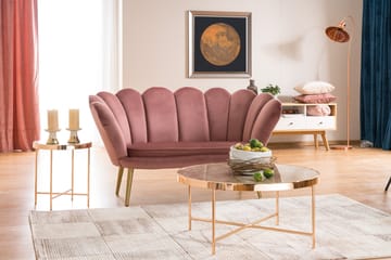 Ginana Sofabord 82 cm Rundt - Glass/Svart/Kobber - Møbler - Bord - Sofabord