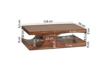 Gjerrild Sofabord 118 cm med Oppbevaring Hyller - Massivt Tre - Møbler - Bord - Sofabord