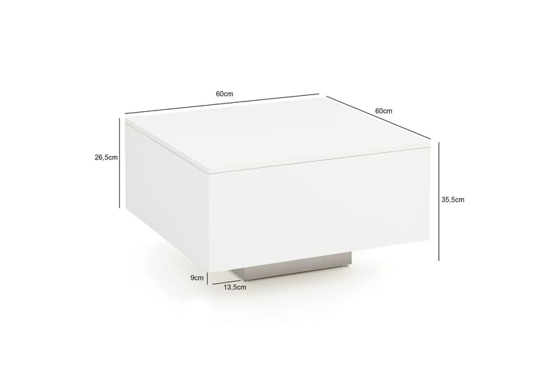 Golnick Sofabord 60 cm med Oppbevaring - Hvit - Sofabord