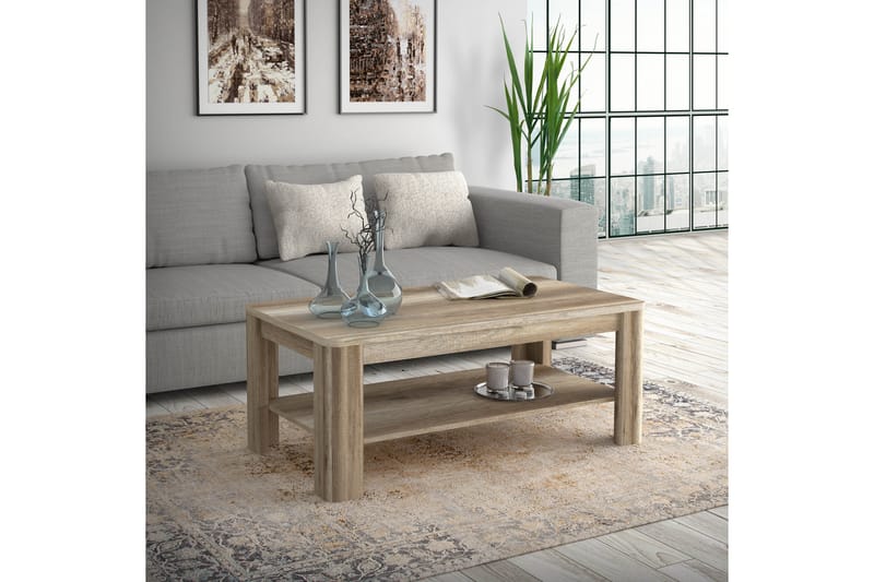Gomon Sofabord 110 cm med Oppbevaringshylle - Brun - Møbler - Bord - Sofabord