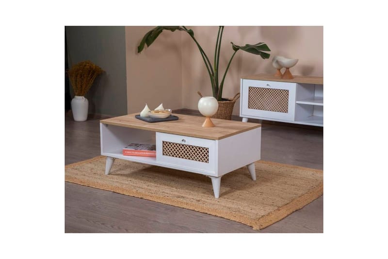 Sofabord Goose Hvit / Eik - Hvit / Eik - Møbler - Bord - Sofabord