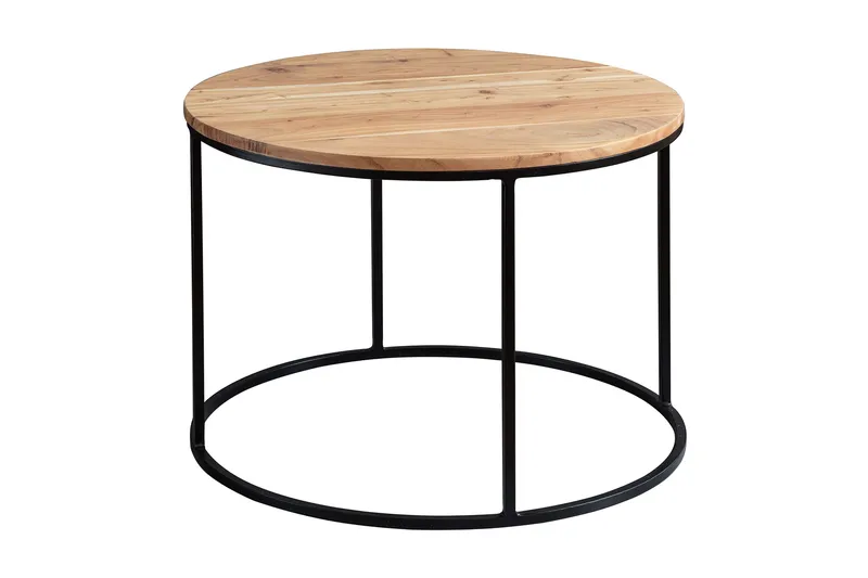 Gorizia Sofabord 60 cm Rundt, Akacia/Svart