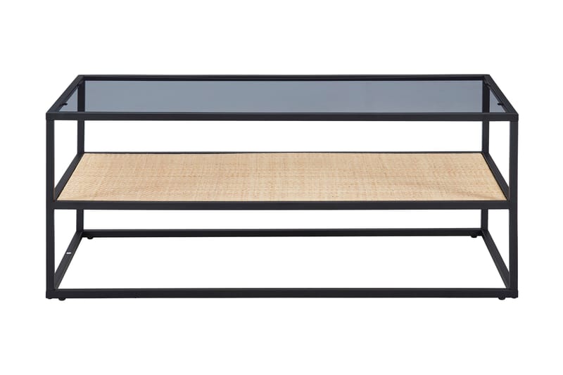 Hacksta Sofabord 120 cm med Oppbevaring Hylle - Glass/Rotting/Svart - Møbler - Bord - Sofabord