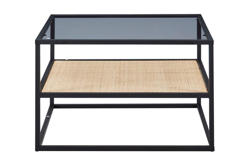 Hacksta Sofabord 75 cm med Oppbevaringshylle - Glass/Rotting/Svart - Møbler - Bord - Sofabord