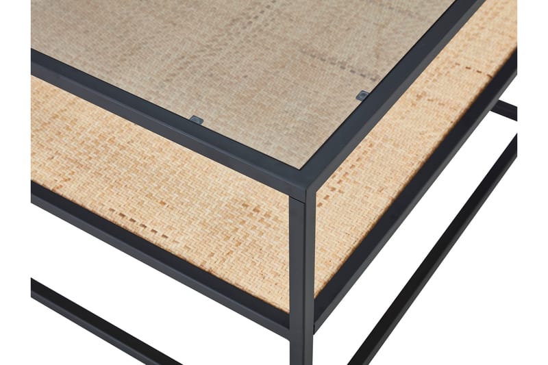 Hacksta Sofabord 75 cm med Oppbevaringshylle - Glass/Rotting/Svart - Møbler - Bord - Sofabord