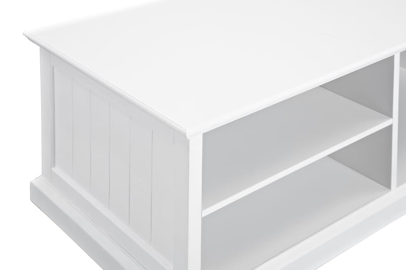 Hampton Sofabord 120 med Oppbevaringshyller - Hvit - Sofabord