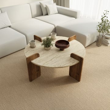 Sofabord Hanah Home Avoure (90 x 35 x 90 cm) Travertine Walnut - Travertin og valnøtt - Møbler - Bord - Sofabord
