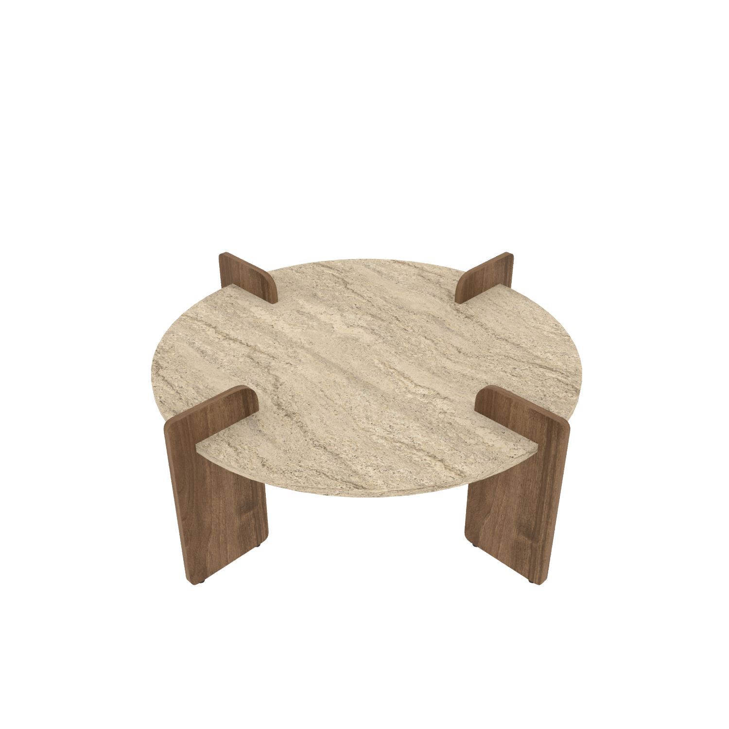 Sofabord Hanah Home Avoure (90 x 35 x 90 cm) Travertine Walnut - Travertin og valnøtt