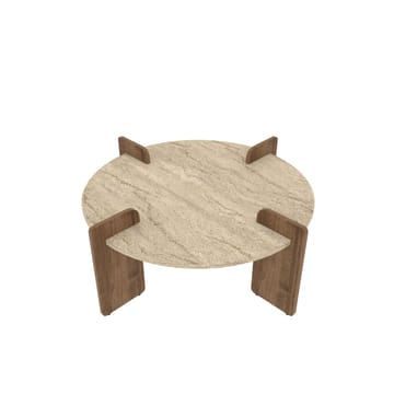 Sofabord Hanah Home Avoure (90 x 35 x 90 cm) Travertine Walnut - Travertin og valnøtt - Møbler - Bord - Sofabord
