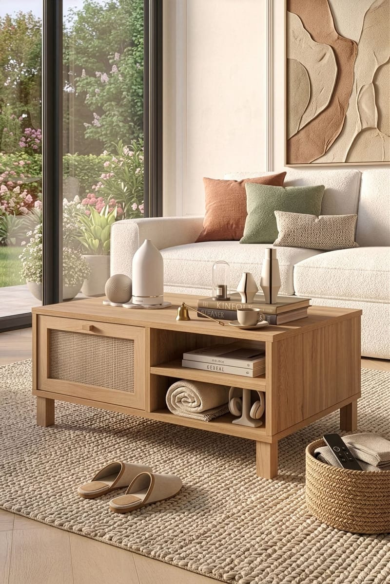 Sofabord Hanah Home Dune (90 x 38,6 x 60 cm) Eik - Eik - Møbler - Bord - Sofabord