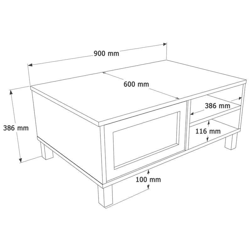 Sofabord Hanah Home Dune (90 x 38,6 x 60 cm) Eik - Eik - Møbler - Bord - Sofabord