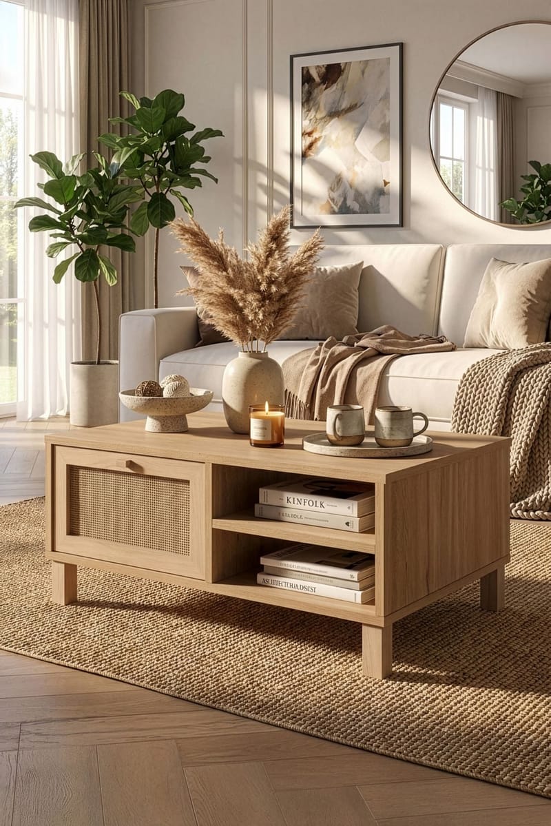 Sofabord Hanah Home Dune (90 x 38,6 x 60 cm) Eik - Eik - Møbler - Bord - Sofabord