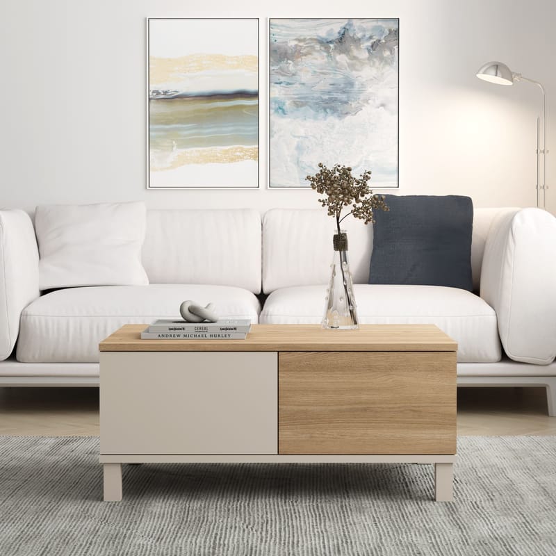 Sofabord Hanah Home Mood (90 x 40 x 60 cm) Sand Oak - Sand og eik - Møbler - Bord - Sofabord