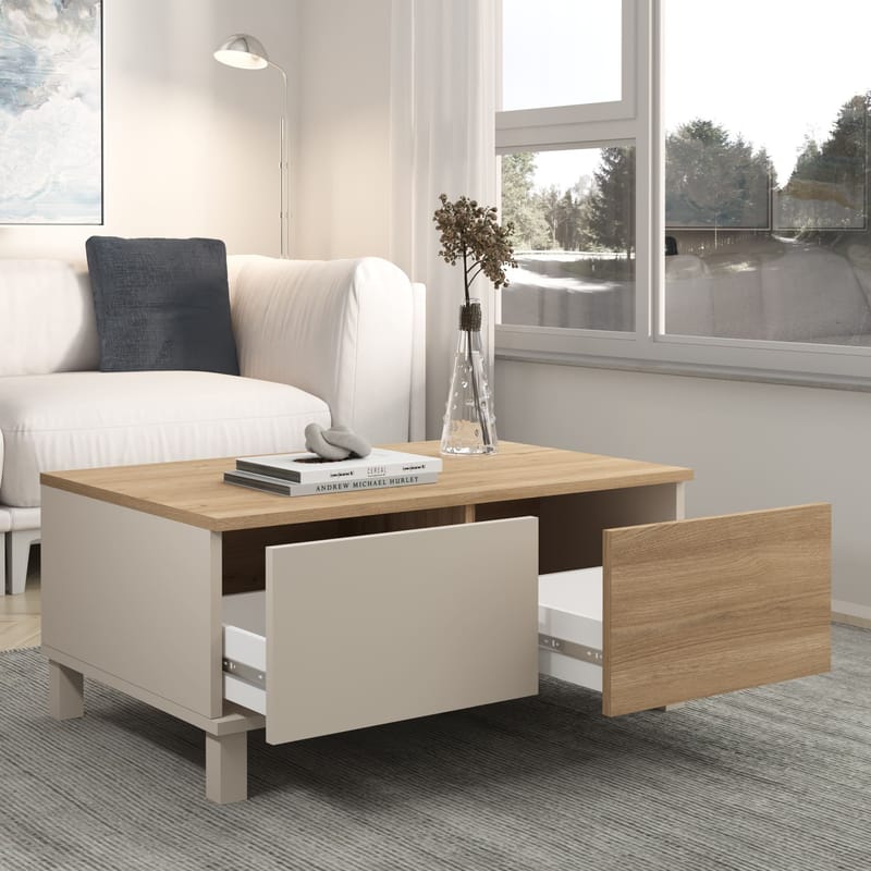 Sofabord Hanah Home Mood (90 x 40 x 60 cm) Sand Oak - Sand og eik - Møbler - Bord - Sofabord