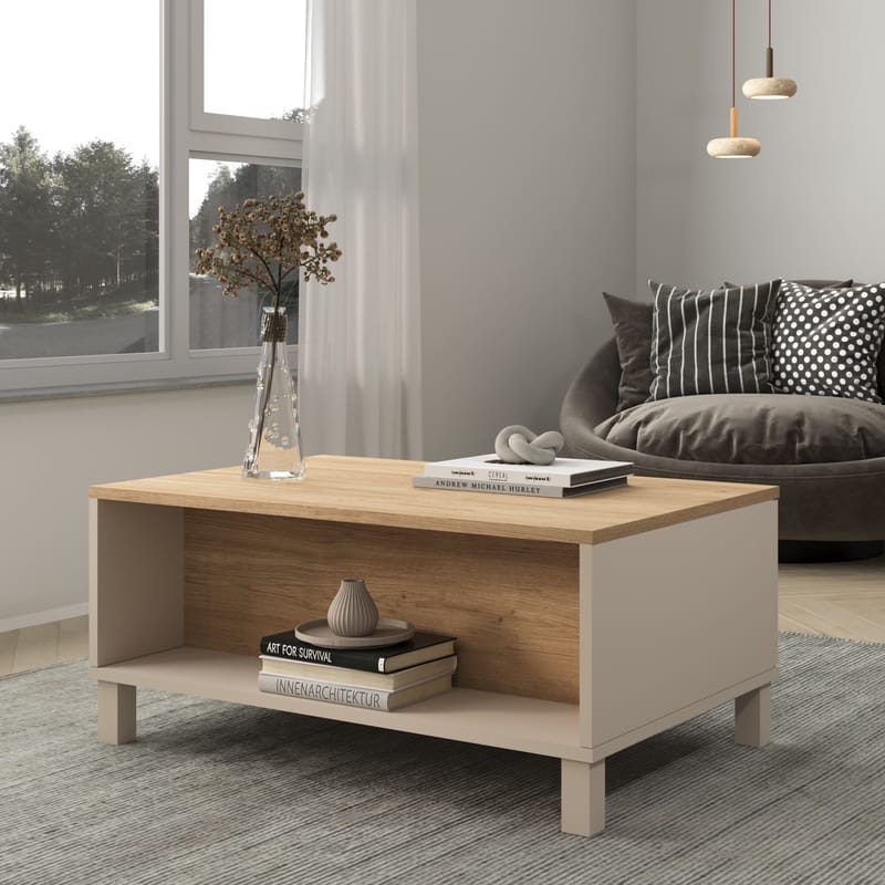 Sofabord Hanah Home Mood (90 x 40 x 60 cm) Sand Oak - Sand og eik - Møbler - Bord - Sofabord