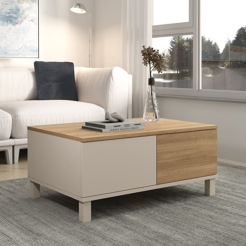 Sofabord Hanah Home Mood (90 x 40 x 60 cm) Sand Oak - Sand og eik - Møbler - Bord - Sofabord