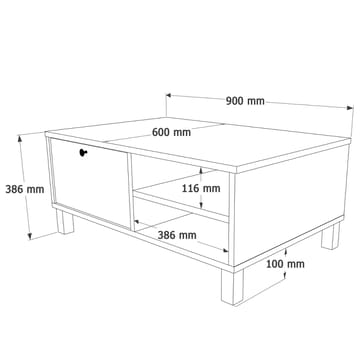 Sofabord Hanah Home Nord (90 x 38,6 x 60 cm) Hvit eik - Hvit og eik - Møbler - Bord - Sofabord