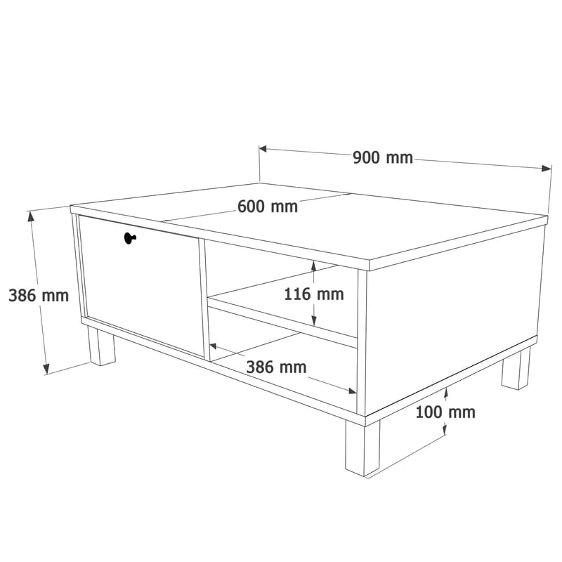 Sofabord Hanah Home Nord (90 x 38,6 x 60 cm) Hvit eik - Hvit og eik - Møbler - Bord - Sofabord