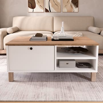 Sofabord Hanah Home Nord (90 x 38,6 x 60 cm) Hvit eik - Hvit og eik - Møbler - Bord - Sofabord